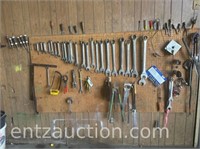 LARGE SET OF TOOLS ON PEGBOARD (PEGBOARD NOT