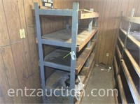 METAL FRAME SHELF, WOOD SHELVES,