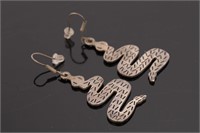 STERLING SILVER SNAKE DANGLE EARRINGS