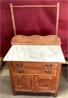 Beautiful Antique Oak Marble Top Washstand