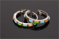 STERLING & TURQUOISE HOOP EARRINGS