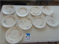 9 assorted China desert plates