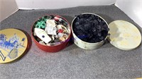 2 tins of buttons & sewing items