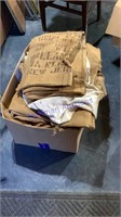 Large box of burlap sacks, gunny sacks