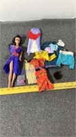 Vintage Barbie & clothes, missing arm