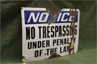 No Trespassing Sign Approx 28"x20"