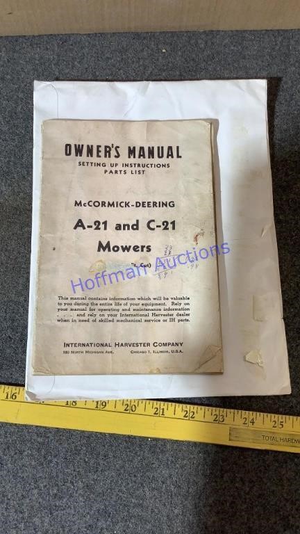 McCormick Deering A-21 mower manual