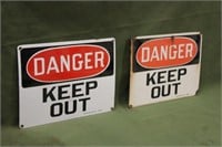 (2) Danger Keep Out Signs Approx 14"x10"