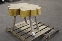 Western Cedar Log Round Table Approx 34"x27"