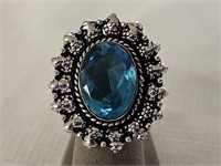 German Silver Blue Topaz Ring