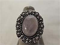 German Silver Rose Quartz Ring