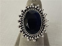 German Silver Blue Sapphire Ring