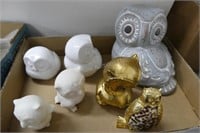 Owl figurines - one signed