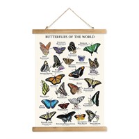 MIDEFINCH Vintage World Butterfly Poster with Woo