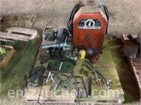 LINCOLN 225 AC WELDER, CLAMPS,