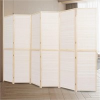 JVVMNJLK 6 Panel Bamboo Room Divider, 6 FT Tall F