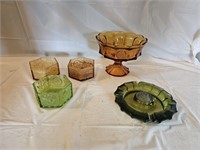 Fostoria and Indiana Amber & Olive Green Glass