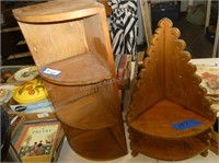 2 vintage wall corner shelves