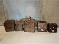 Vintage Wood Federal Eagle Canisters
