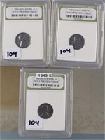 GROUP GRADED 1943 LINCOLN STEEL CENTS