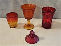 LE Smith Amberina and Fostoria Ruby Red Glass