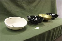 (3)Bowl Sinks, (1) Poly Sink Approx 16"& 19"