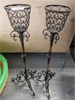 2 WROUGHT IRON CANDLE STANDS