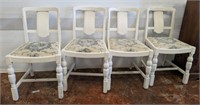 4 PAINTED VINTAGE DINING CHAIRS W/