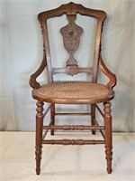 Walnut Victorian Cane Bottom Chair with Hiprests