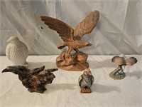 Eagle Sculptures and Covered Jar