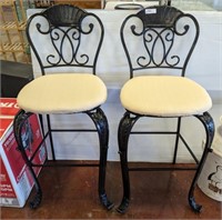 PR IRON FRAMED UPHOLSTERED SEAT BAR CHAIRS