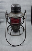 B & O Railroad lantern with ruby red globe