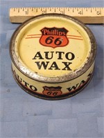 Vintage Phillips 66 Auto Wax tin, nice condition