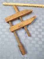 Antique wooden carpenter's clamp