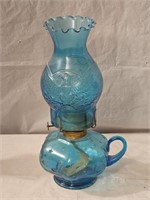 Vintage Blue Federal Eagle Finger Hole Oil Lamp