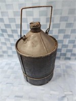 Primitive wooden cased oil container with cork &