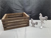 Small Crate & Rooster Figures