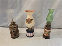3 Miniature Federal Eagle Oil Lamps