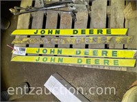 JD 20 SERIES METAL HOOD DECALS, 3 USED AND 1 NEW