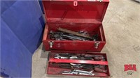 Red Tool Box w/ Misc. wrenches & screw drivers