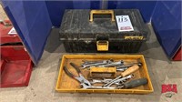Black tool Box w/.pliers & wrenches