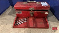 Small Red Tool Box w/ misc Wrenches & pliers