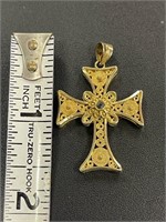 14k Gold Cross with Stone.