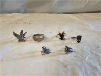 Sterling Silver and Other Eagle Rings, Earrings