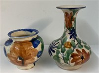 Hand painted pottery vases
