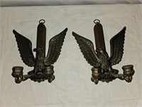 2 Mid Century Modern Brass Eagle Wall Sconces