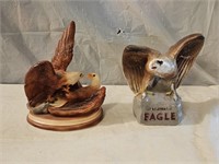 2 Vintage Chalk Eagle Sculptures