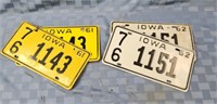 1961 & 1962 Pairs of Iowa License plates