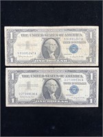 Lot of 2 1957 B $1 Silver Certificates