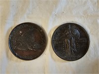 2 Vintage Large Medallion Coins